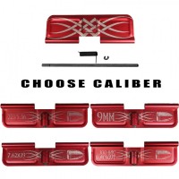 AR-15 Tribal Dust Cover / Red / Choose Caliber Engraving 